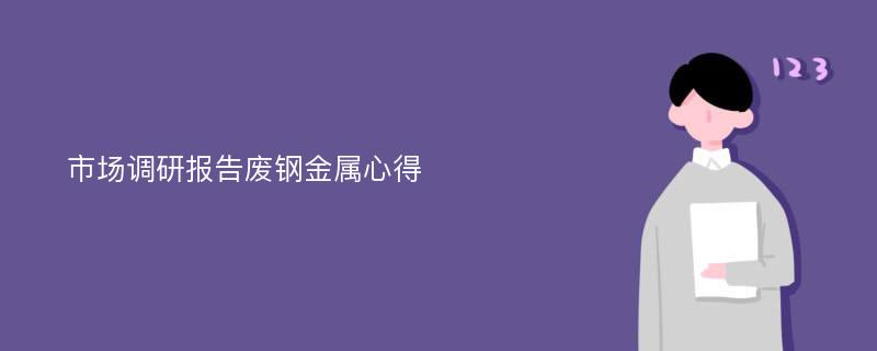 市场调研报告废钢金属心得