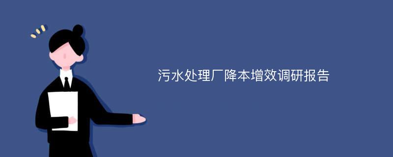 污水处理厂降本增效调研报告