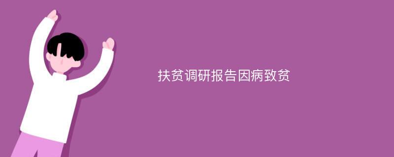 扶贫调研报告因病致贫