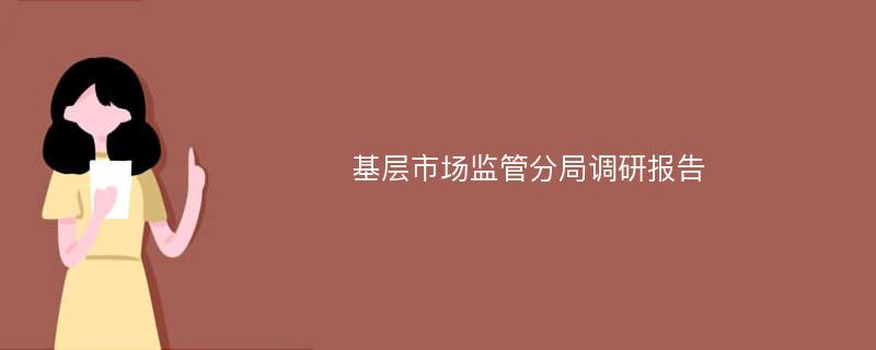 基层市场监管分局调研报告