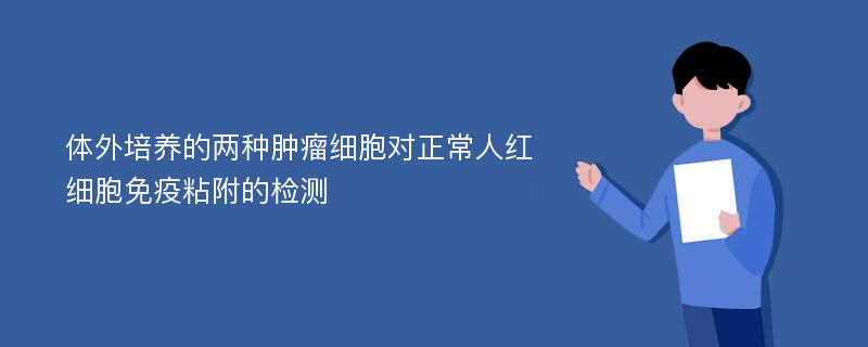 体外培养的两种肿瘤细胞对正常人红细胞免疫粘附的检测