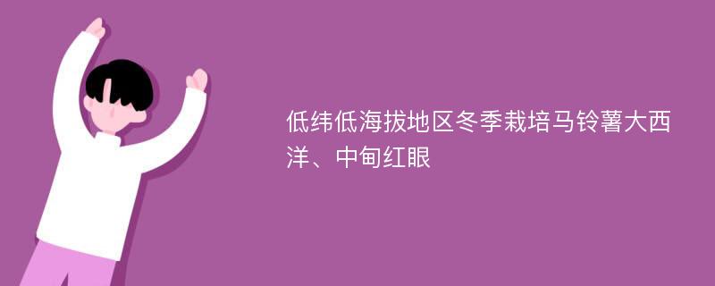 低纬低海拔地区冬季栽培马铃薯大西洋、中甸红眼